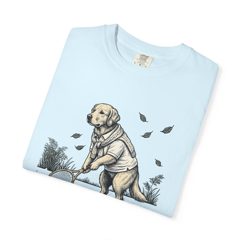 Golden Retriever Tennis Shirt Dog Athletics Gift Women Retro Tee Dog Tennis T-Shirt Dog Fan Vintage Tshirt Sports Graphic Sketch Tennis