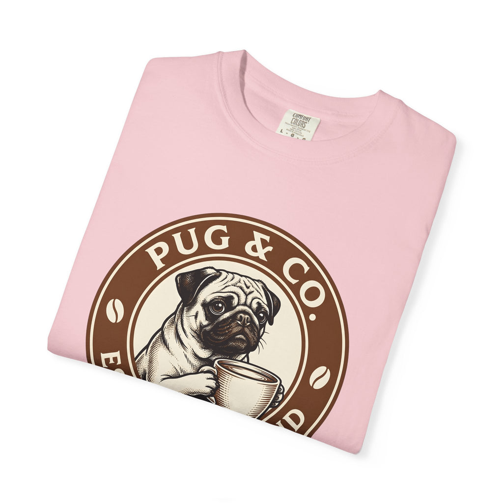 Pug Coffee Cup Shirt Coffee Dog Gift Women Vintage Tee Coffee Mug T-Shirt Coffee Fan Retro Tshirt Canine Graphic Hand Drawn Coffee Beans