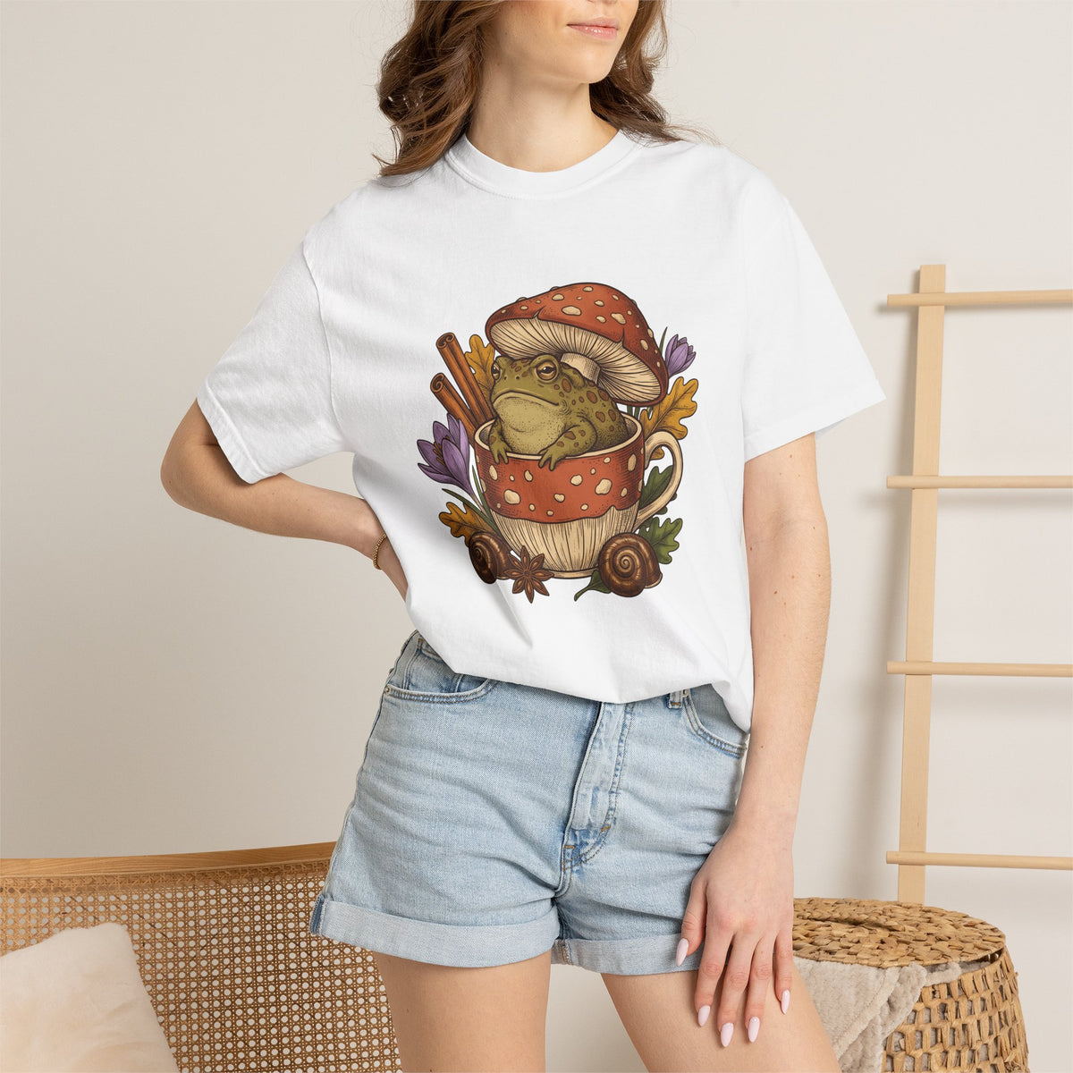 Frog Mushroom Shirt Halloween Cottagecore Unisex Gift Vintage Tee Toadstool