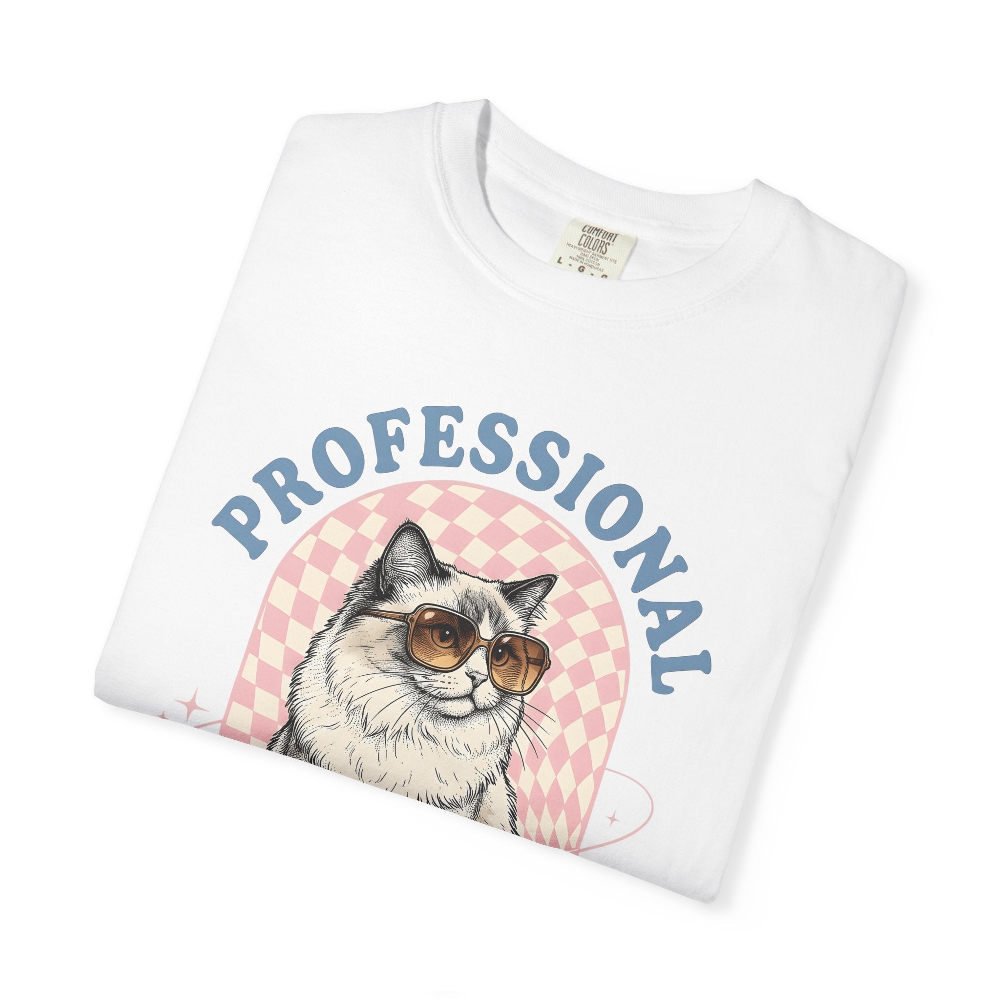 Cat Sunglasses Shirt Cat Humor Gift Women Vintage Tee Kitty T-Shirt Feline Fan Cool Tshirt Funny Graphic Hand Drawn Checkerboard Tshirt