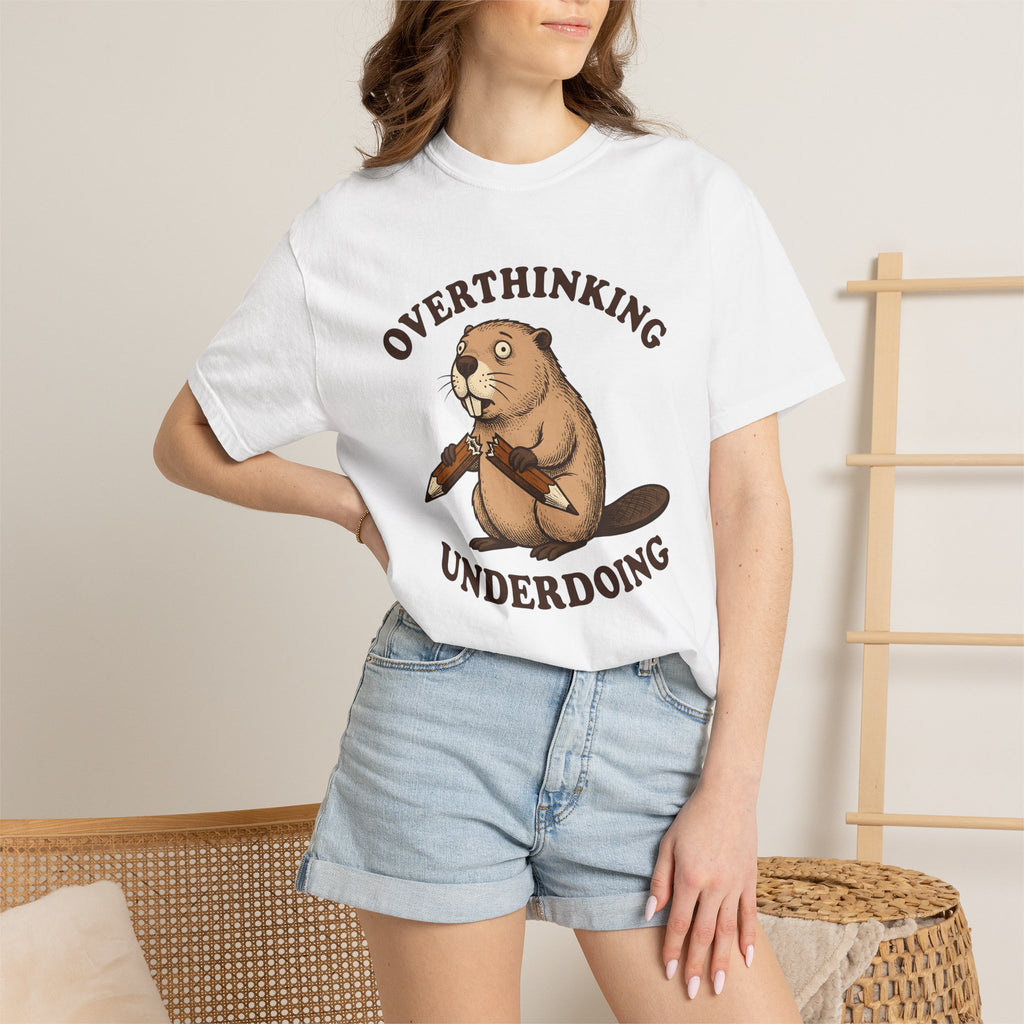 Beaver Drawing Shirt Animals Joke Gift Women Doodle Tee Beaver T-Shirt Wildlife Fan Cartoon Tshirt Pun Graphic Hand Drawn Writing Utensil