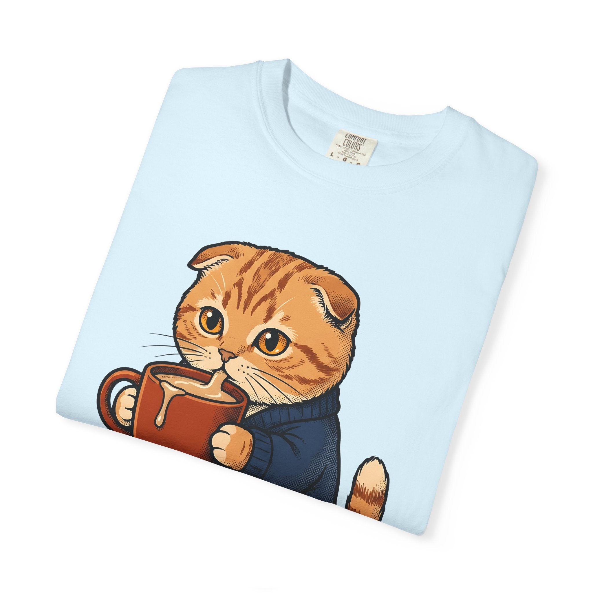 Feline Mocha Shirt Coffee Wildlife Gift Women Sweet Tee Cat T-Shirt Coffee Fan Cute Tshirt Animal Graphic Doodle Jumper Tshirt
