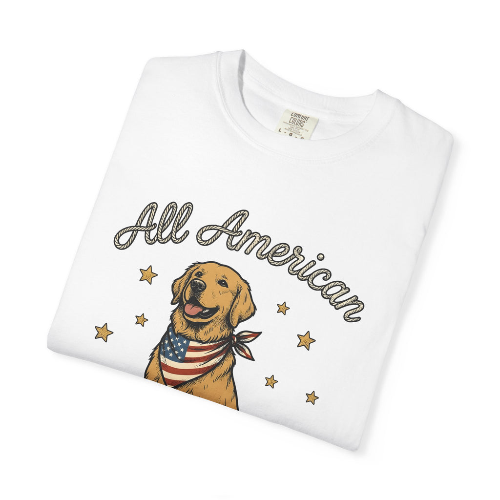Retriever Dog Shirt America Independence Gift Women Classic Tee Dog T-Shirt American Fan Vintage Tshirt Liberty Graphic Ink Baseball Glove