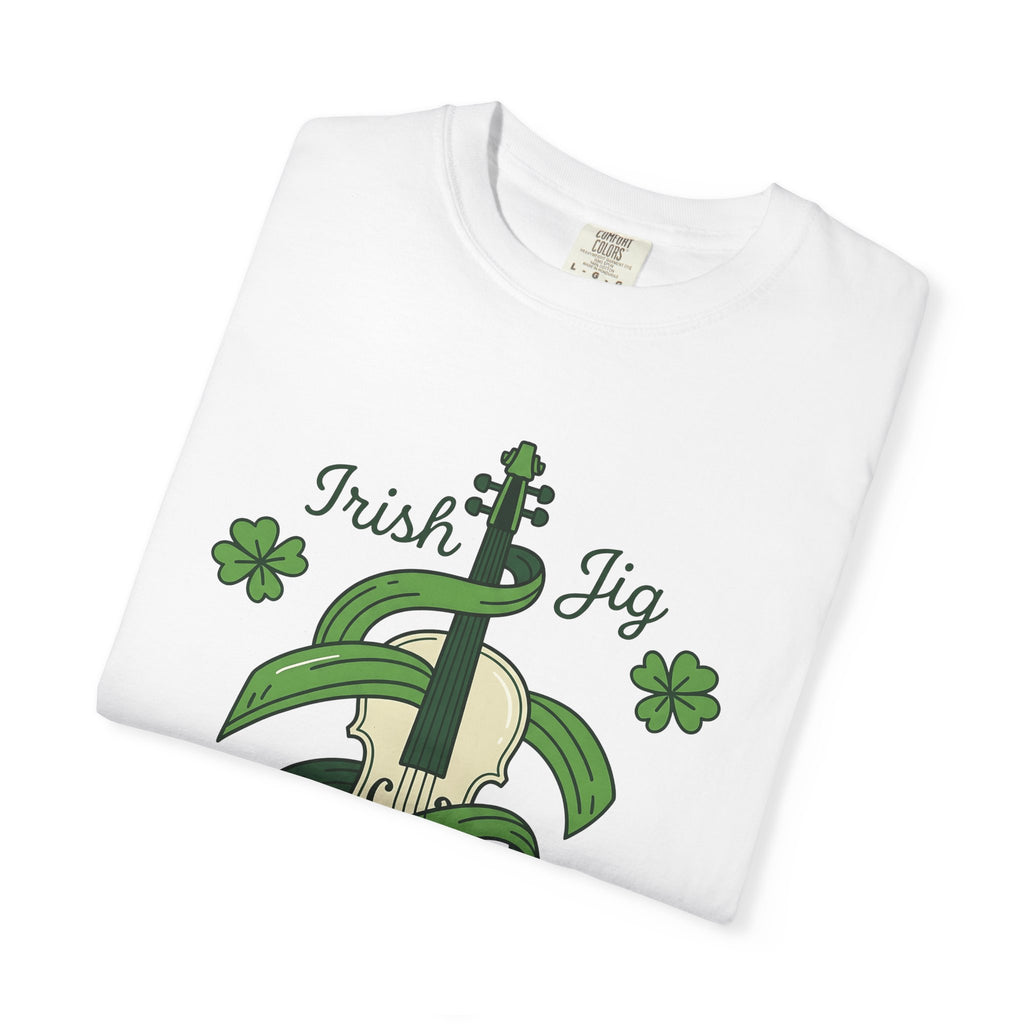 Fiddle Clover Shirt St Patrick's Day Sound Gift Women Line Art Tee Shamrock T-Shirt Luck Fan Illustrated Graphic Tshirt Antique Green Leaf