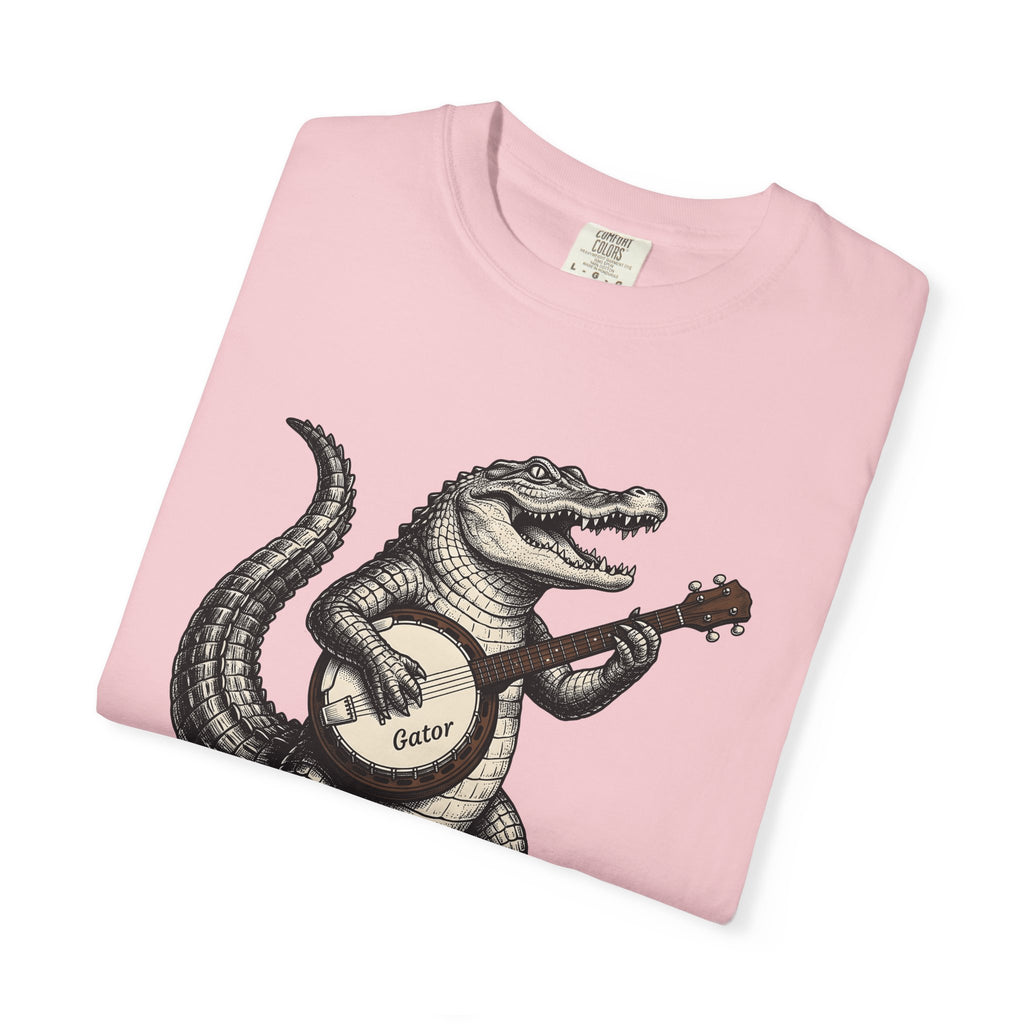 Caiman String Instrument Shirt Animals Composer Gift Women Rustic Tee Lute T-Shirt Wildlife Enthusiast Vintage Tshirt Maestro Graphic Doodle