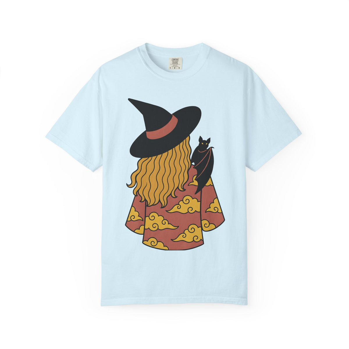 Witch Bat Shirt Halloween Spell Gift Women Animated Tee Vampire Bat T-Shirt Horror Fan Cartoon Tshirt Magic Graphic Basic Clouds Tshirt