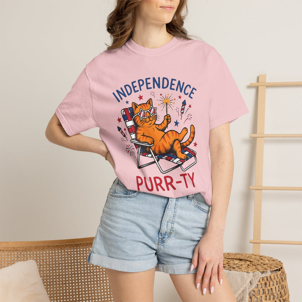 Flag Cat Shirt 4th Of July Animal Gift Women Hand Drawn Tee Kitty T-Shirt Patriot Fan Illustrated Tshirt Creatures Graphic Sketch