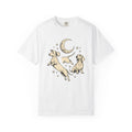 Dachshund Pups Shirt Dog Astrology Gift Women Sketch Tee Wiener Dog T-Shirt Dog Fan Doodle Graphic Tshirt Retro Crescent Moon Tshirt