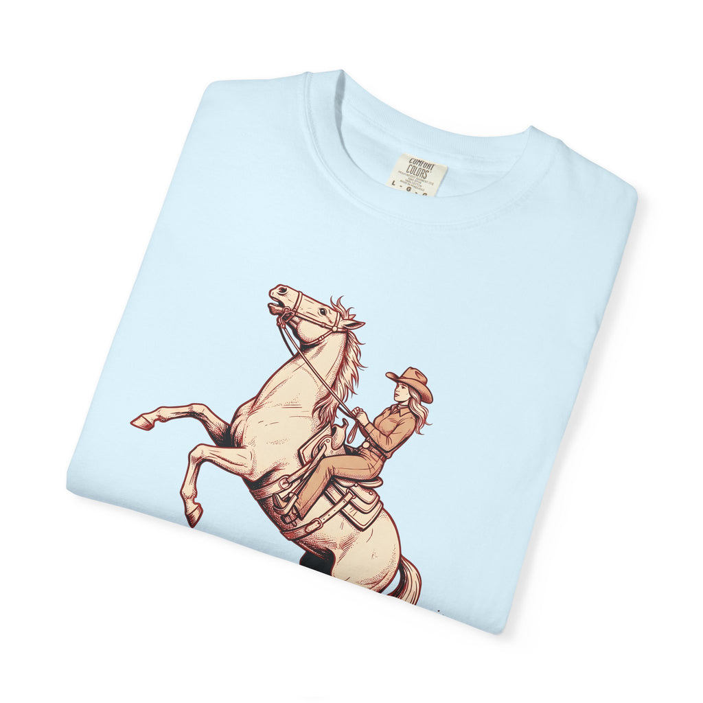 Cowgirl Horse Shirt Cowgirl Rodeo Gift Women Hand Drawn Tee Horseback T-Shirt Cowgirl Fan Illustrated Tshirt Rodeo Graphic Cartoon Dust
