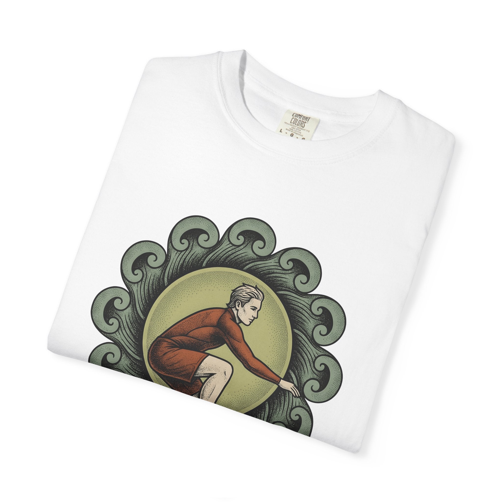 Surfer Shirt Sports Shore Gift Women Hand Drawn Tee Kitesurfer T-Shirt Athlete Fan Illustrated Tshirt Coastal Graphic Line Art Sea Waves