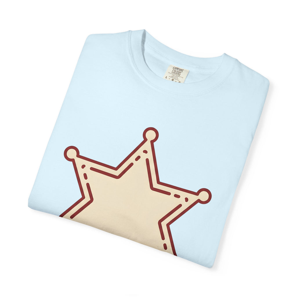 Sheriff Badge Shirt Cowgirl Western Gift Women Doodle Tee Badge T-Shirt Cowboy Fan Lawman Tshirt Rodeo Graphic Retro Star Tshirt