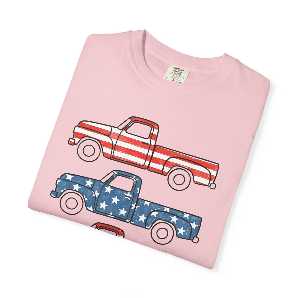 Retro Truck Shirt 4th Of July Automobile Gift Women Vintage Patriotic Tee Lorry T-Shirt Independence Day Enthusiast Classic Tshirt Car