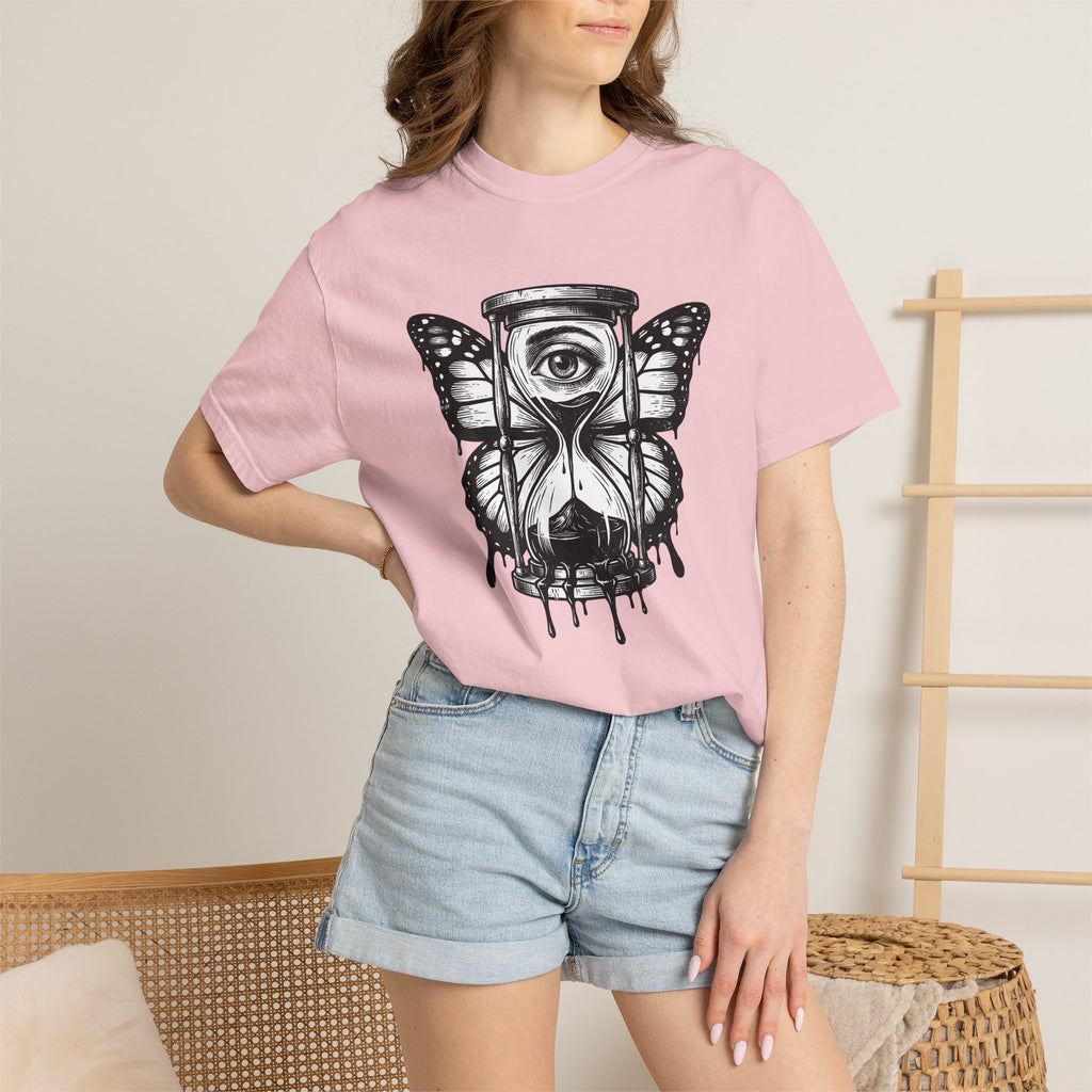 Winged Hourglass Shirt Gothic Abstract Gift Women Macabre Tee Hourglass T-Shirt Emo Fan Dark Art Tshirt Surreal Graphic Classic Glance