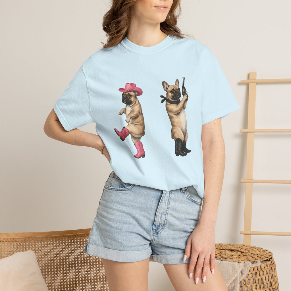 French Bulldog Shirt Cowgirl Animal Gift Women Lifelike Tee Bulldog T-Shirt Cowgirl Fan Realistic Tshirt Creature Graphic Pen Drawing Cowboy
