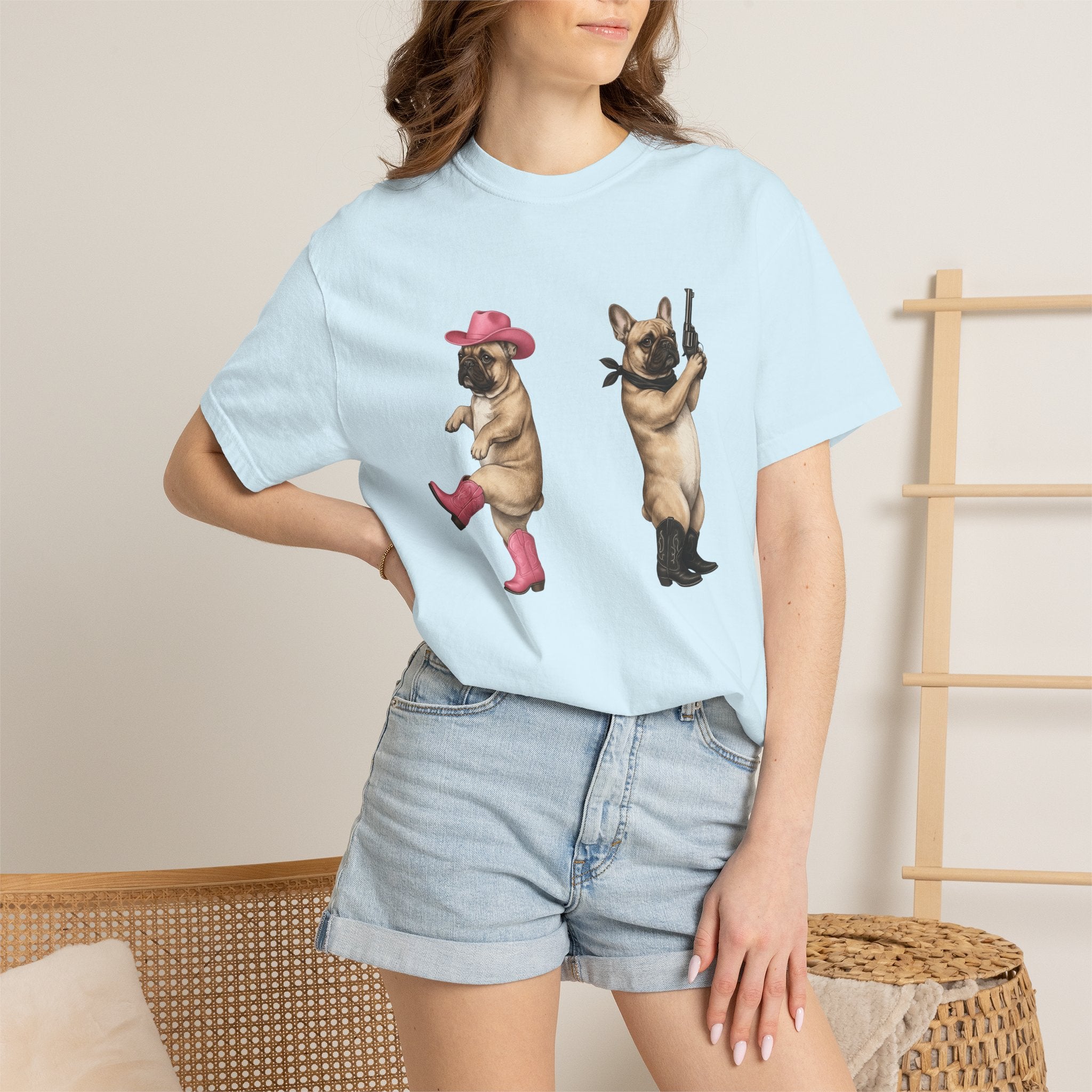 French Bulldog Shirt Cowgirl Animal Gift Women Lifelike Tee Bulldog T-Shirt Cowgirl Fan Realistic Tshirt Creature Graphic Pen Drawing Cowboy