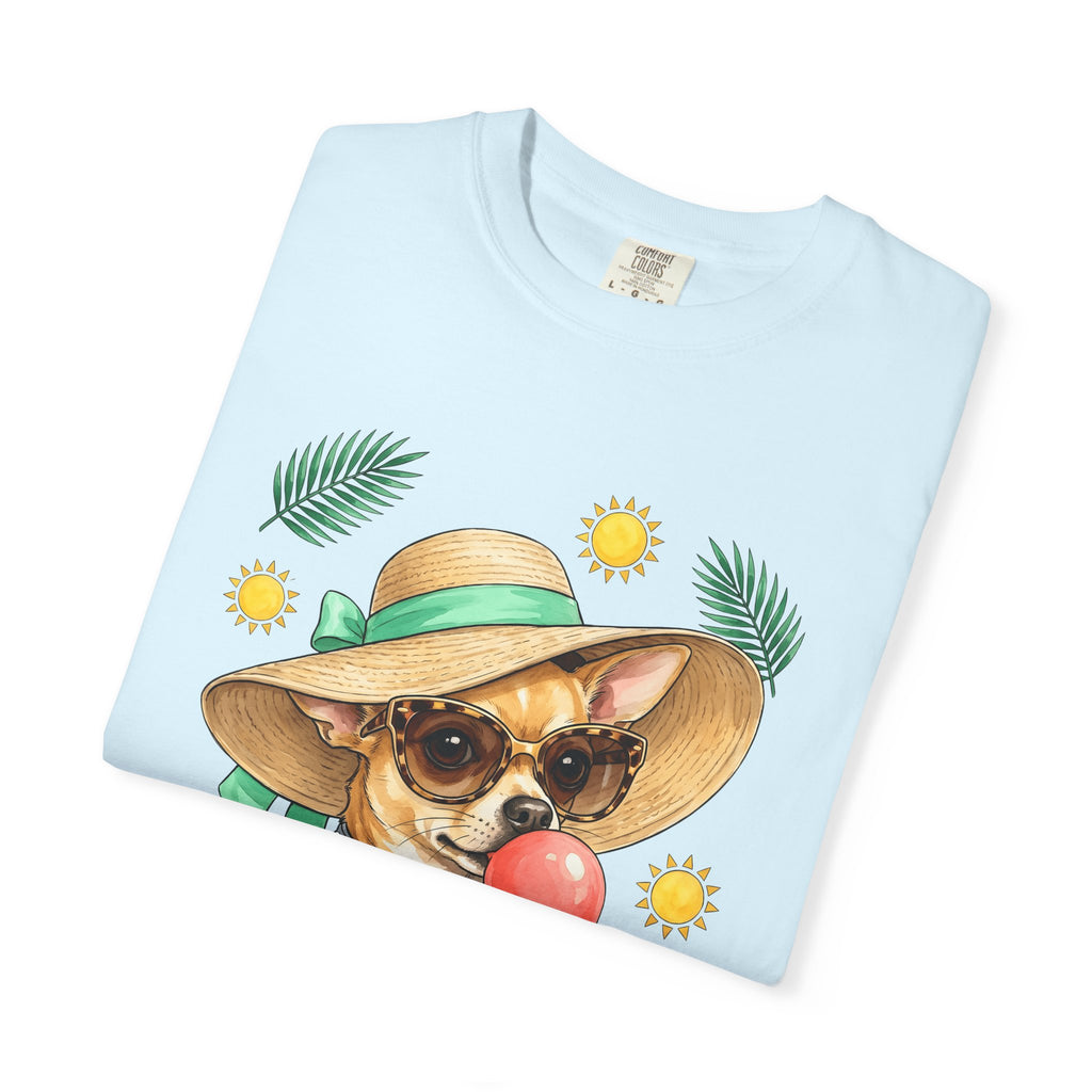 Chihuahua Pet Shirt Dog Holiday Gift Women Pastel Tee Puppy T-Shirt Dog Fan Pup Tshirt Vacation Graphic Line Art Sun Rays Tshirt