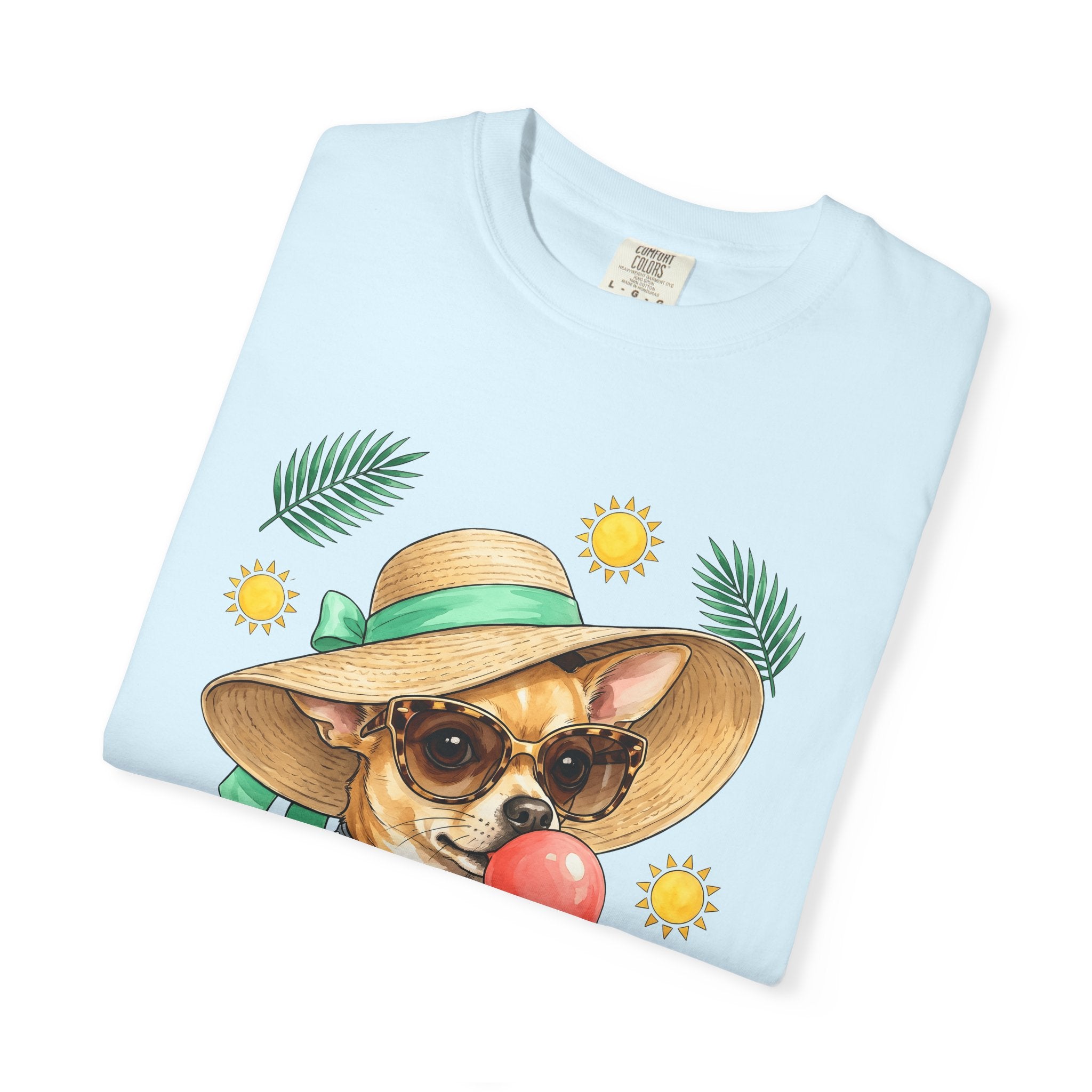 Chihuahua Pet Shirt Dog Holiday Gift Women Pastel Tee Puppy T-Shirt Dog Fan Pup Tshirt Vacation Graphic Line Art Sun Rays Tshirt