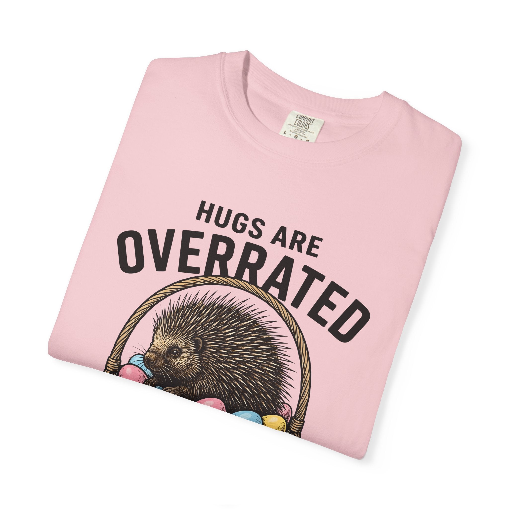 Porcupine Basket Shirt Easter Animal Gift Women Vintage Tee Wickerwork T-Shirt Easter Fan Retro Tshirt Wildlife Graphic Hand Drawn Easter