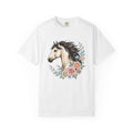 Horse Flower Shirt Boho Chic Wildlife Gift Women Paint Tee Equine T-Shirt Hippie Fan Bohemian Tshirt Animal Graphic Sketch Rose Tshirt