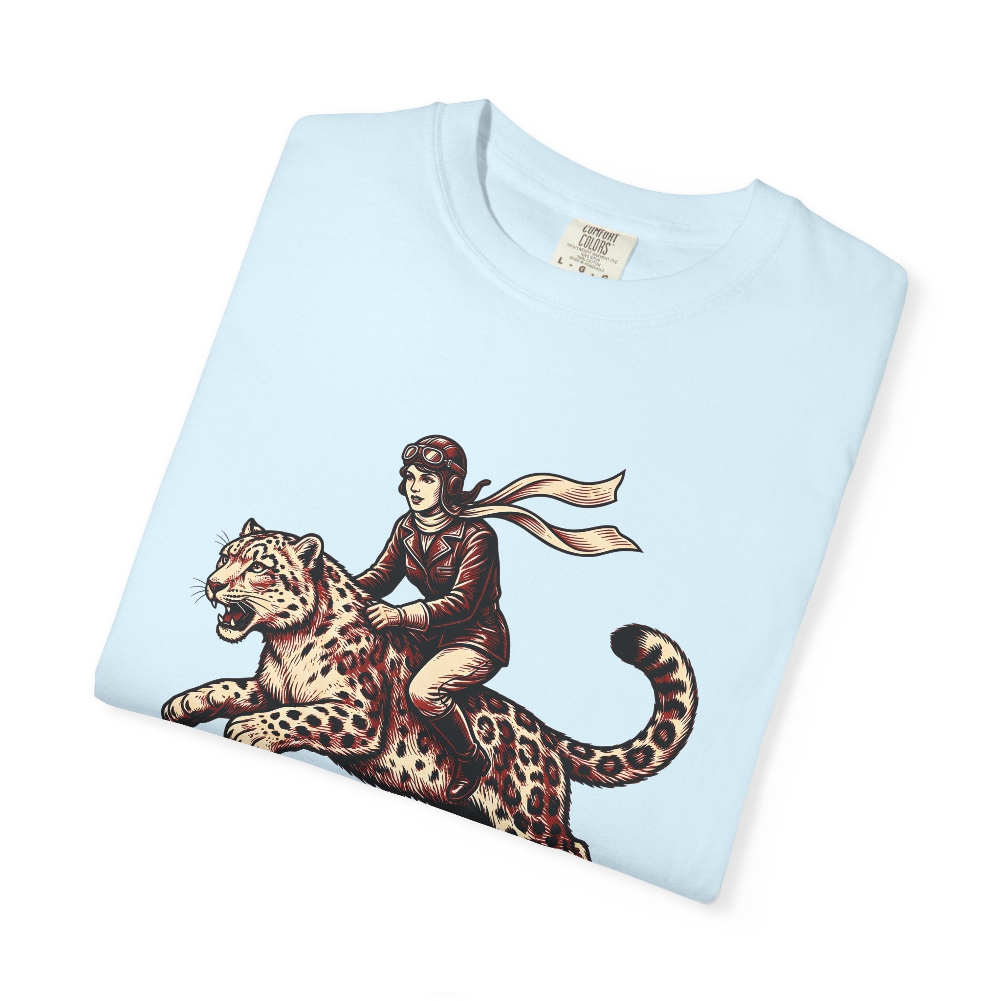 Flyer Sitting Leopard Shirt Cat Journey Gift Women Classic Tee Leopard T-Shirt Cat Fan Vintage Tshirt Travel Graphic Line Art Bandana Tshirt
