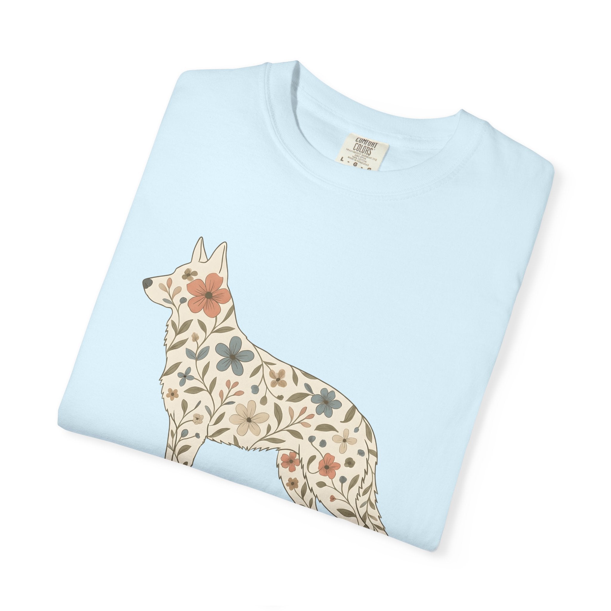 Shepherd Dog German Shirt Dog Petals Gift Women Gypsy Tee Alsatian T-Shirt Dog Fan Bohemian Tshirt Floral Graphic Clean Blossom Tshirt