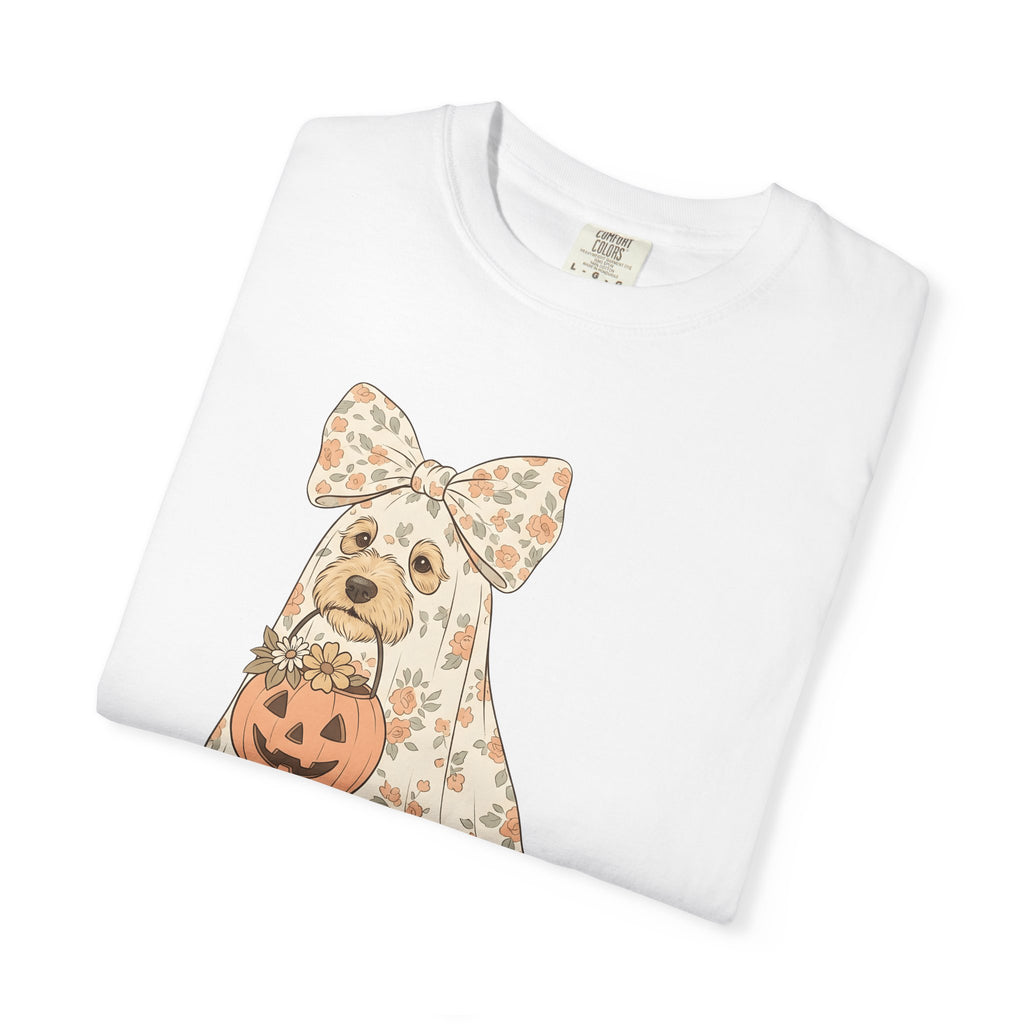 Dog Ghost Shirt Halloween Dog Gift Women Whimsical Tee Specter T-Shirt Halloween Fan Ghostly Tshirt Canine Graphic Vintage Pumpkin Tshirt