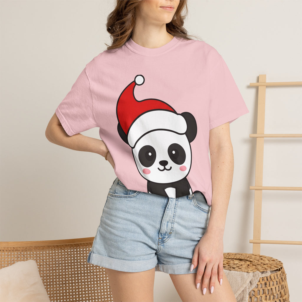 Panda Christmas Hat Shirt Animals Holiday Gift Women Kawaii Tee Panda Bear T-Shirt Animal Fan Cute Tshirt Christmas Graphic Cartoon Santa