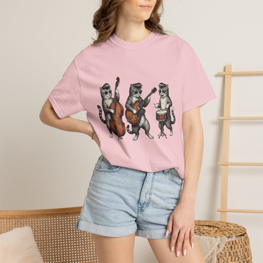 Kitty Group Shirt Cat Sound Gift Women Distressed Tee Cat T-Shirt Cat Fan Vintage Tshirt Audio Graphic Doodle Spectacles Tshirt