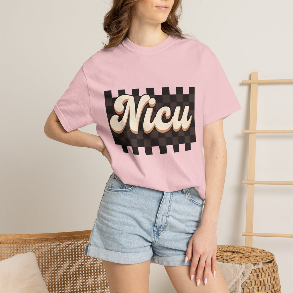 Nicu Typography Shirt Nurses Wellness Gift Women Old School Tee Typography T-Shirt Nurse Enthusiast Vintage Tshirt Health Graphic Design