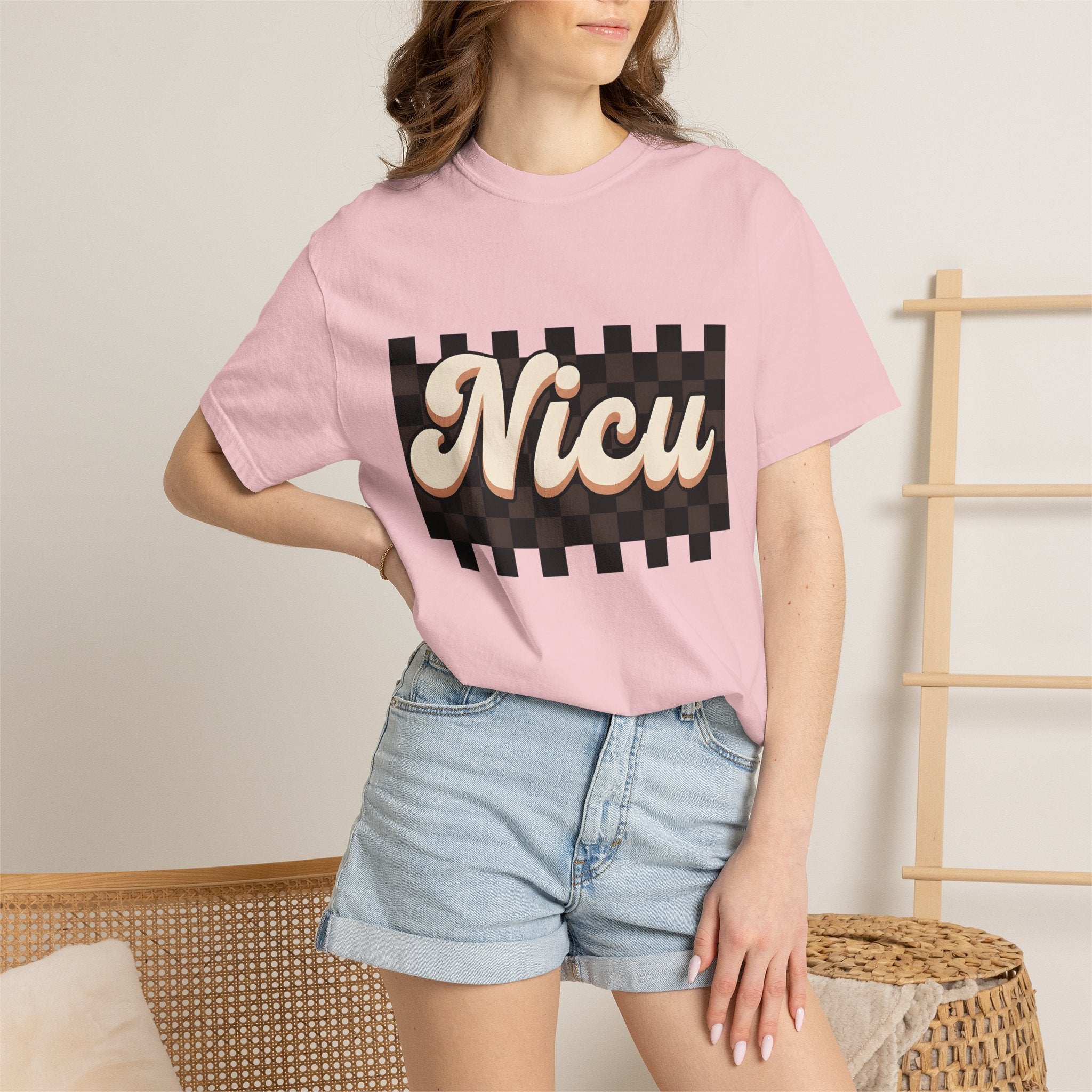 Nicu Typography Shirt Nurses Wellness Gift Women Old School Tee Typography T-Shirt Nurse Enthusiast Vintage Tshirt Health Graphic Design