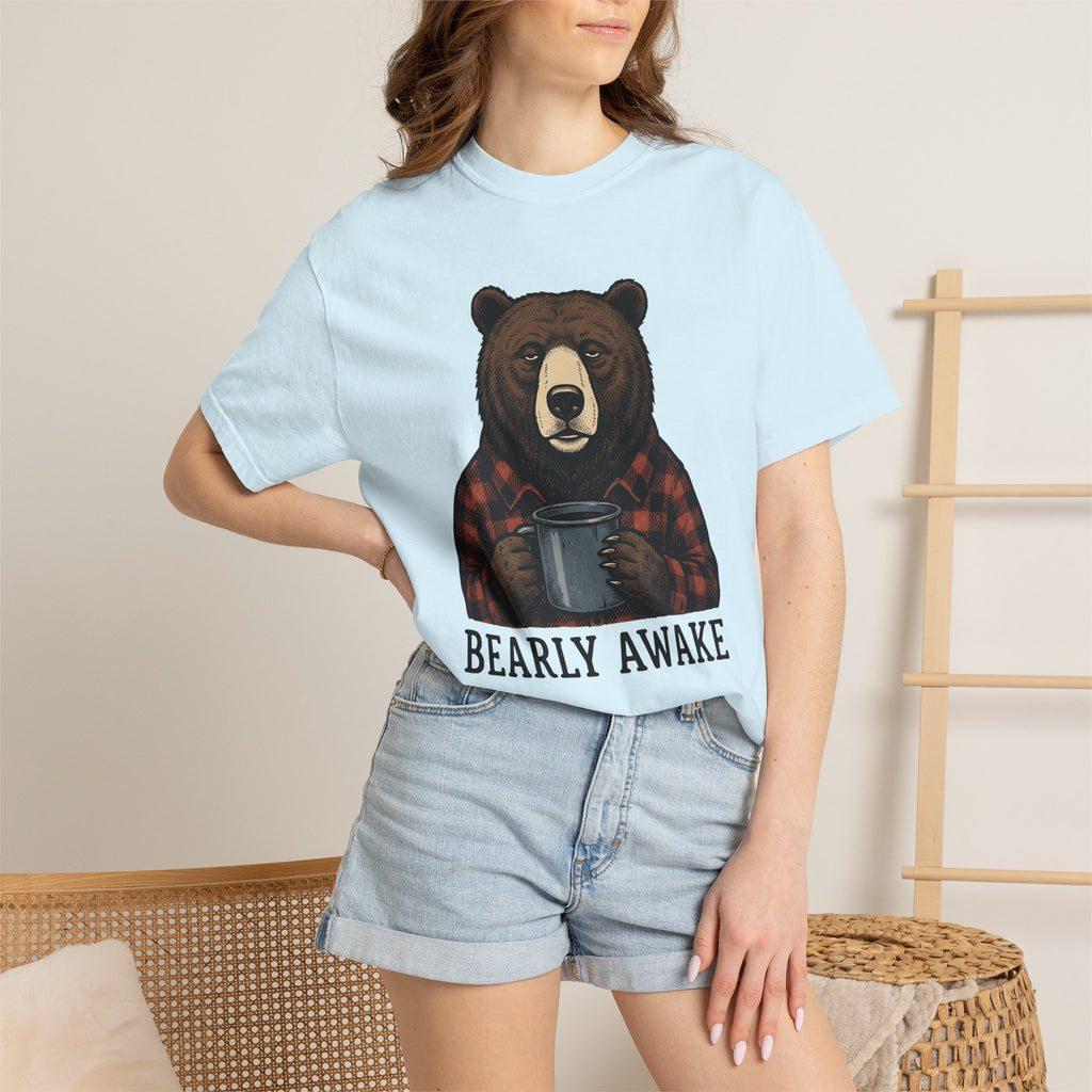 Mug Bear Shirt Christmas Cappuccino Gift Women Farmhouse Tee Teddy Bear T-Shirt Christmas Fan Rustic Tshirt Coffee Graphic Line Art Tartan