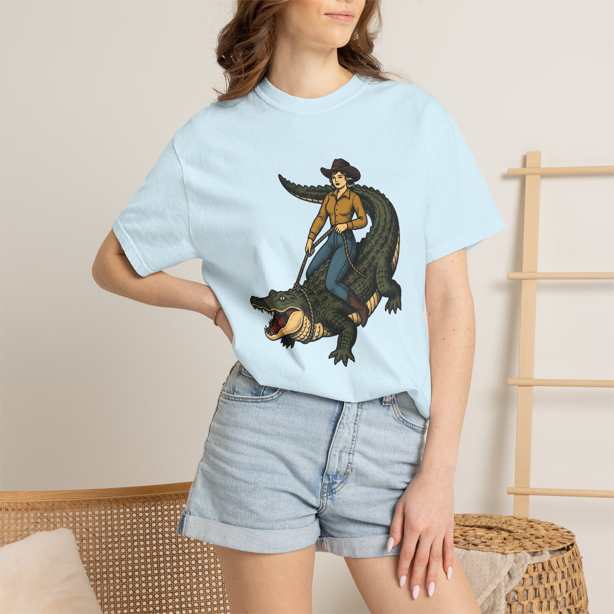 Cowgirl On Alligator Shirt Cowgirl Cowboy Gift Women Rustic Tee Rodeo T-Shirt Cowgirl Fan Western Tshirt Cowboy Graphic Old School Hat