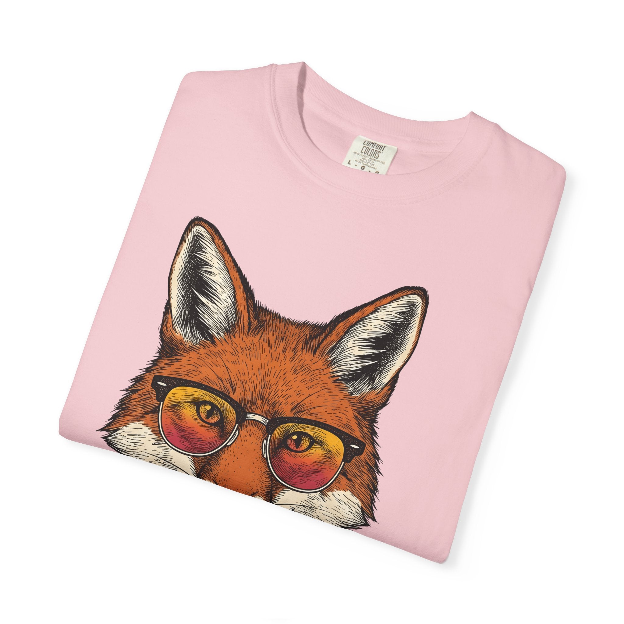 Fox Glasses Shirt Easter Animal Gift Women Hand Drawn Tee Specs T-Shirt Spring Fan Illustrated Tshirt Creature Graphic Vintage Tulip Tshirt
