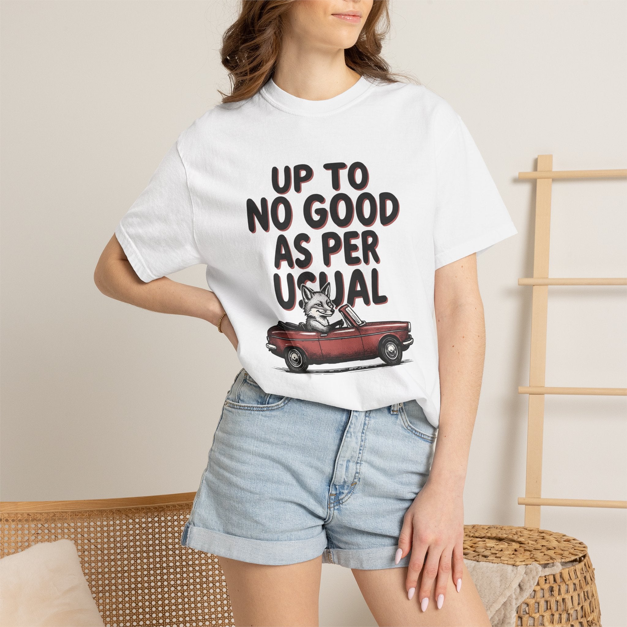 Fox Car Shirt Funny Animal Gift Women Cartoon Tee Fox T-Shirt Humor Fan Comic Tshirt Wildlife Graphic Hand Drawn Vintage Car Tshirt