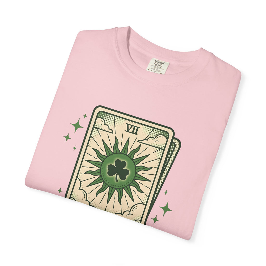 Tarot Card Clover Shirt St. Patrick's Day Luck Gift Women Vintage Tee Shamrock T-Shirt Irish Fan Retro Illustration Fortune Graphic Retro