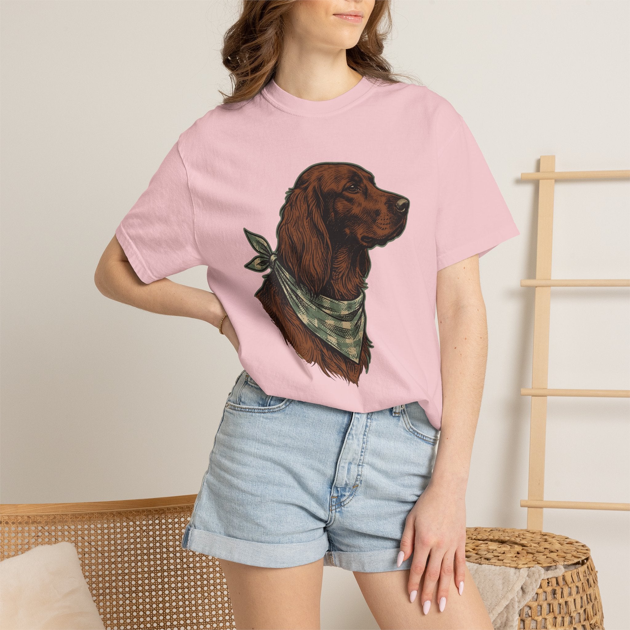 Dog Bandana Shirt St Patrick's Day Pet Gift Women Vintage Tee Bandana T-Shirt Shamrock Fan Retro Tshirt Animal Graphic Hand Drawn Scarf