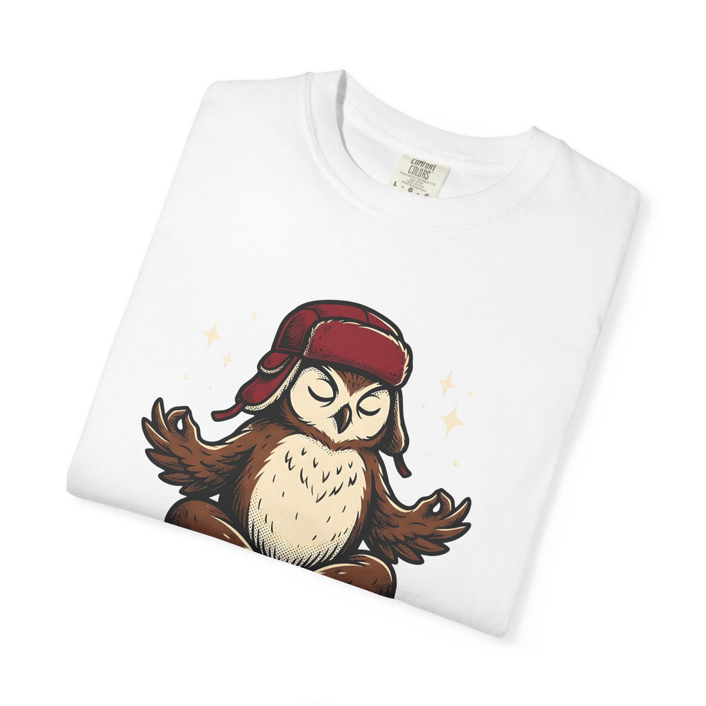 Zen Owl Shirt Yoga Relaxation Gift Women Hand Drawn Tee Owl T-Shirt Yoga Enthusiast Hoot Illustration Chill Graphic Sketch Beanie Tshirt