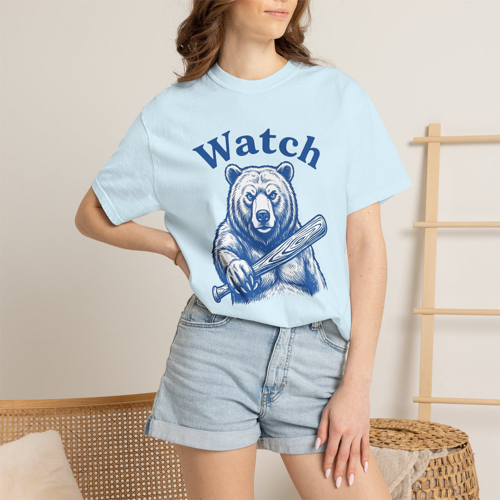 Bear Baseball Bat Shirt Sports Baseball Gift Women Vintage Tee Baseball Bat T-Shirt Athlete Fan Retro Tshirt Softball Graphic Hand Drawn