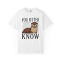 Otter Art Shirt Funny Fauna Gift Women Line Art Tee Otter T-Shirt Humor Fan Minimalist Tshirt Wildlife Graphic Cartoon Timber Texture Tshirt