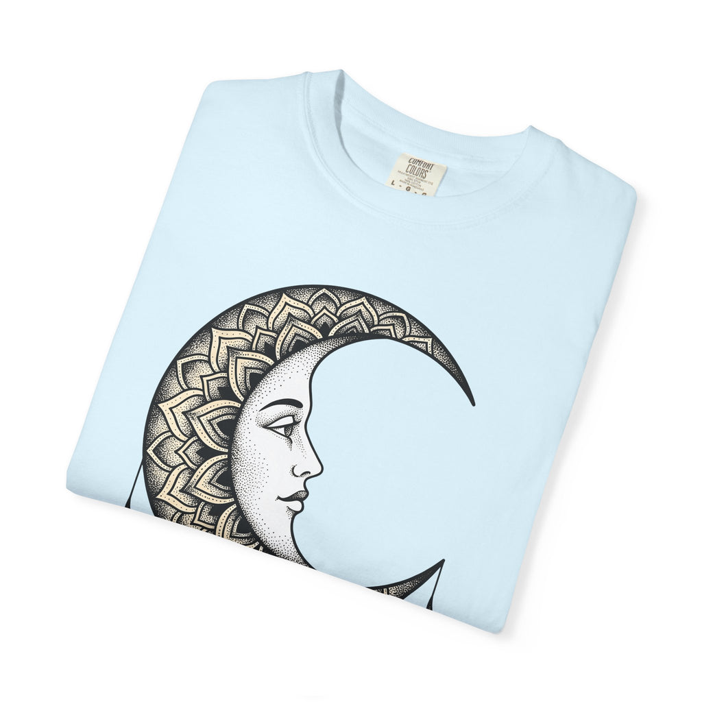 Crescent Moon Shirt Boho Chic Astrology Gift Women Henna Tee Lunar T-Shirt Bohemian Fan Mehndi Tshirt Zodiac Graphic Retro Sparkles Tshirt