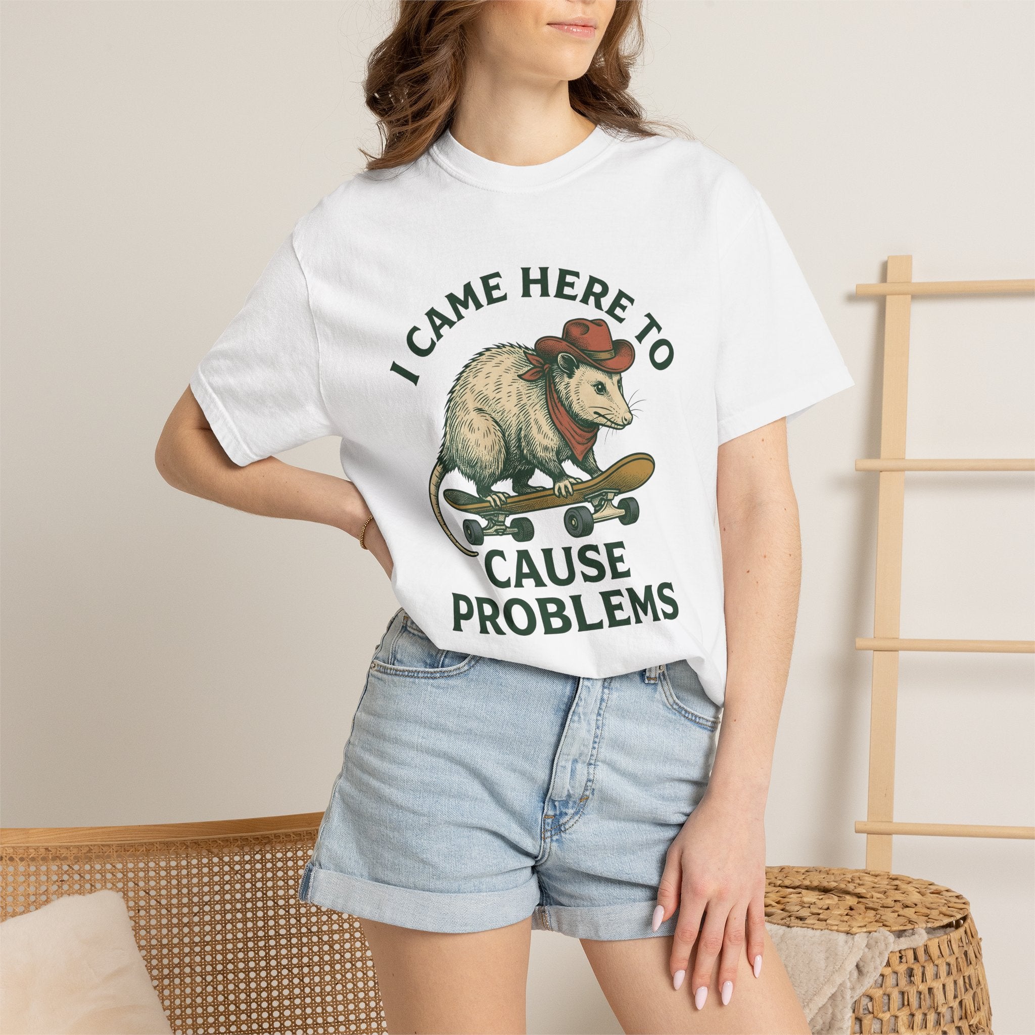Opossum Skateboard Shirt Funny Wildlife Gift Women Retro Tee Possum T-Shirt Humor Fan Vintage Tshirt Animal Graphic Sketch Western Hat