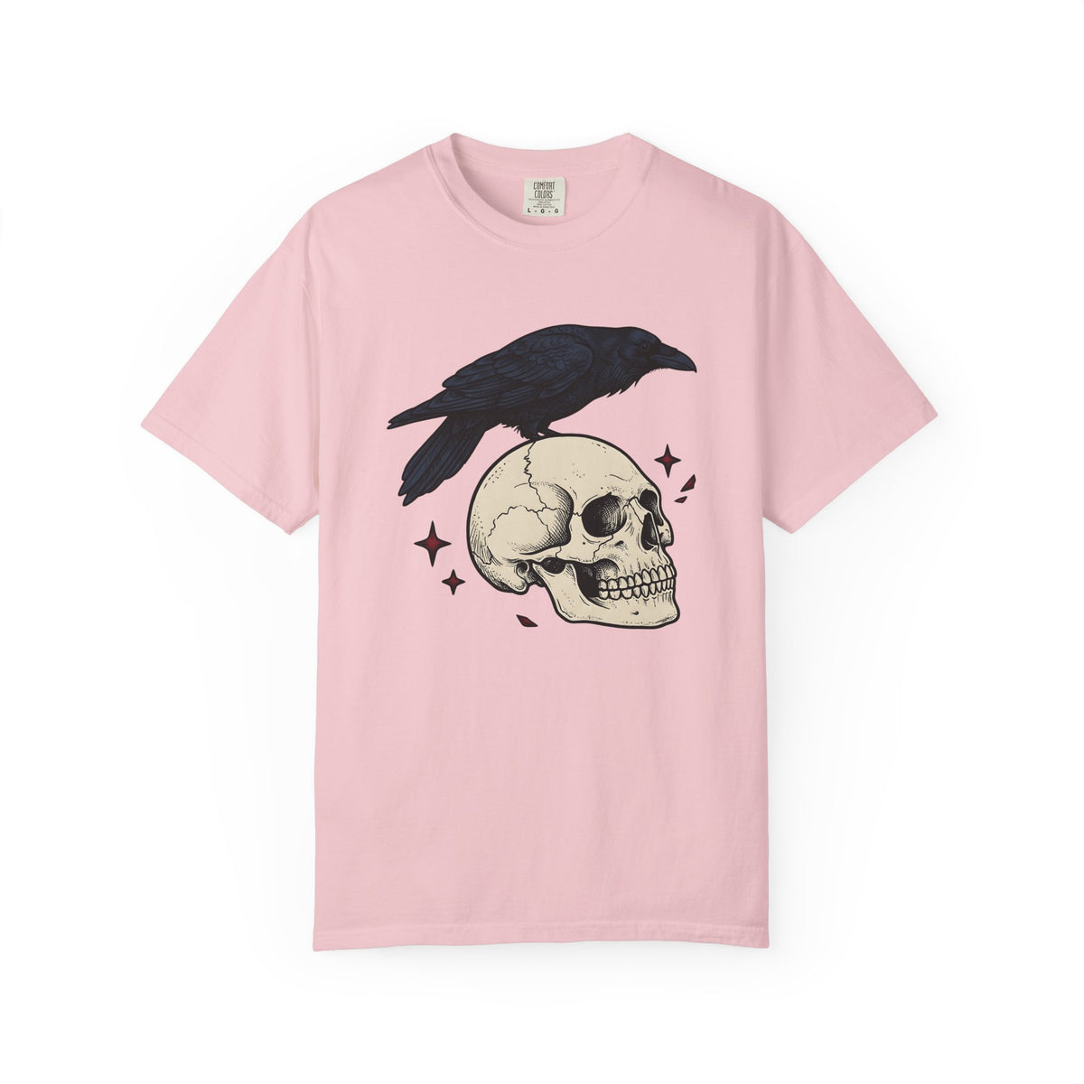Raven Skull Shirt Halloween Gothic Gift Women Gothic Tee Crow T-Shirt Horror Fan Dark Tshirt Dark Graphic Vintage Stars Tshirt