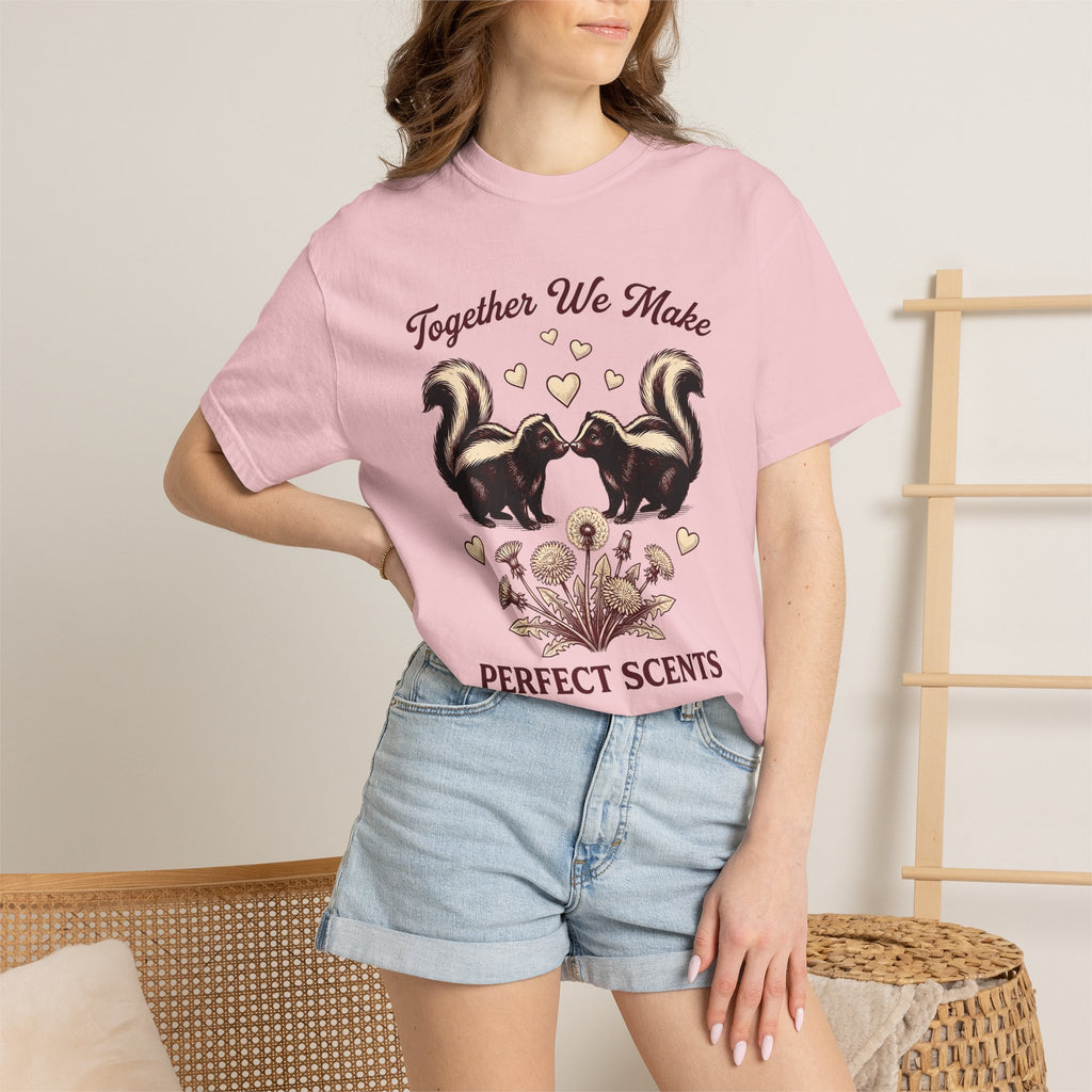 Skunk Duo Shirt St Valentines Day Fauna Gift Women Classic Tee Skunks T-Shirt Valentine Fan Vintage Tshirt Wildlife Graphic Doodle Heart