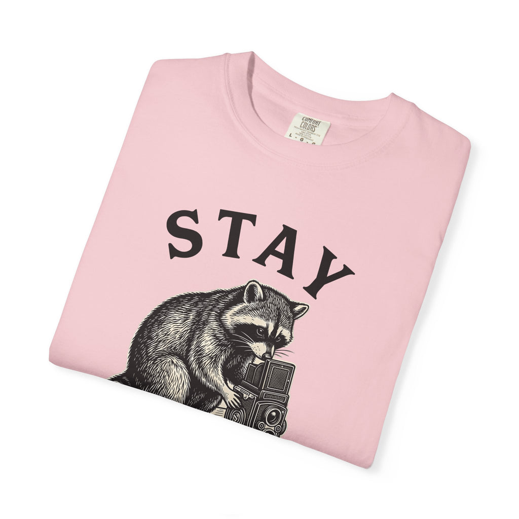 Raccoon Photo Camera Shirt Animals Photos Gift Women Engraving Tee Camera Trap T-Shirt Wildlife Fan Etching Tshirt Photography Graphic Retro