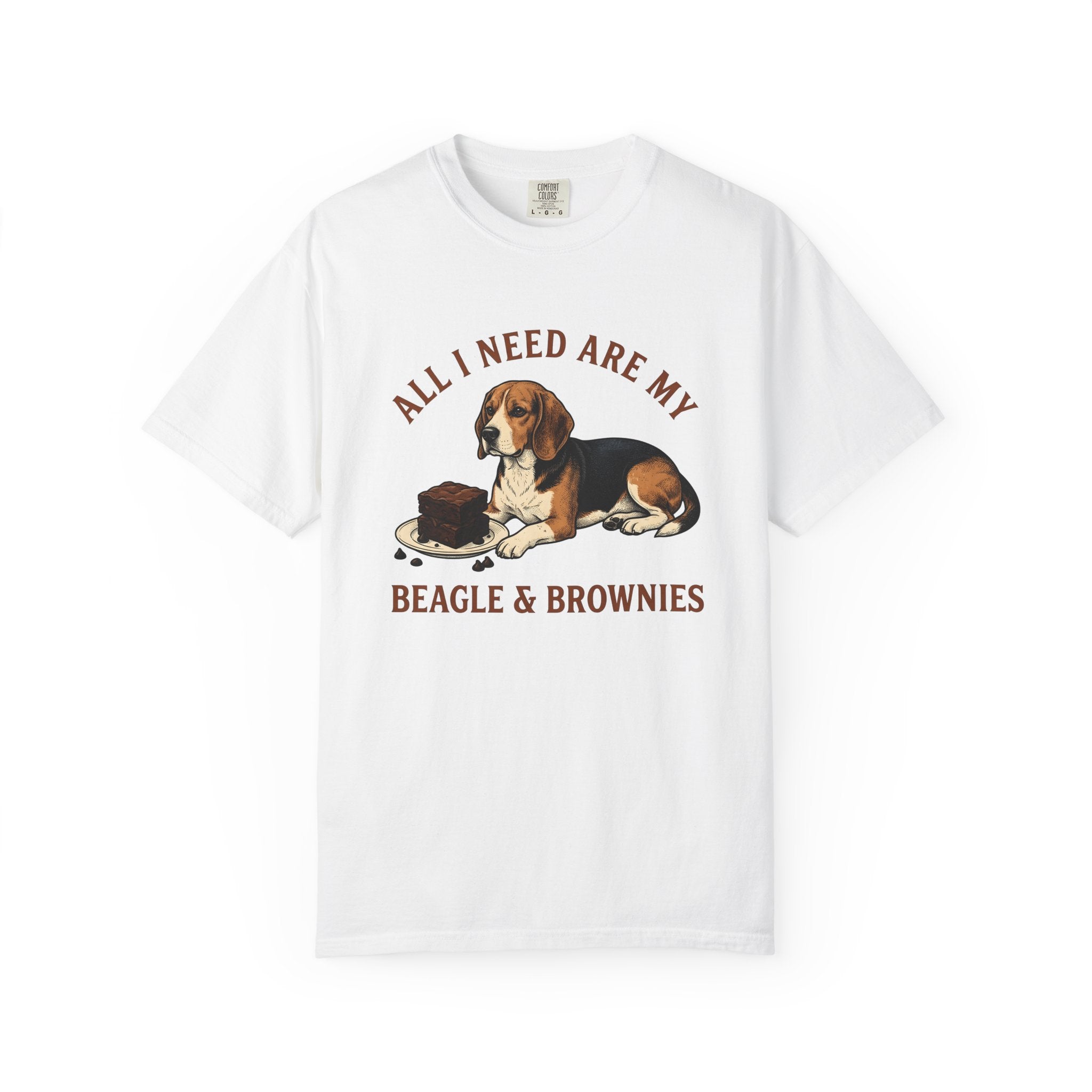 Beagle Dog Shirt Dog Dessert Gift Women Vintage Tee Hound T-Shirt Dog Fan Retro Tshirt Pastry Graphic Hand Drawn Brownies Tshirt