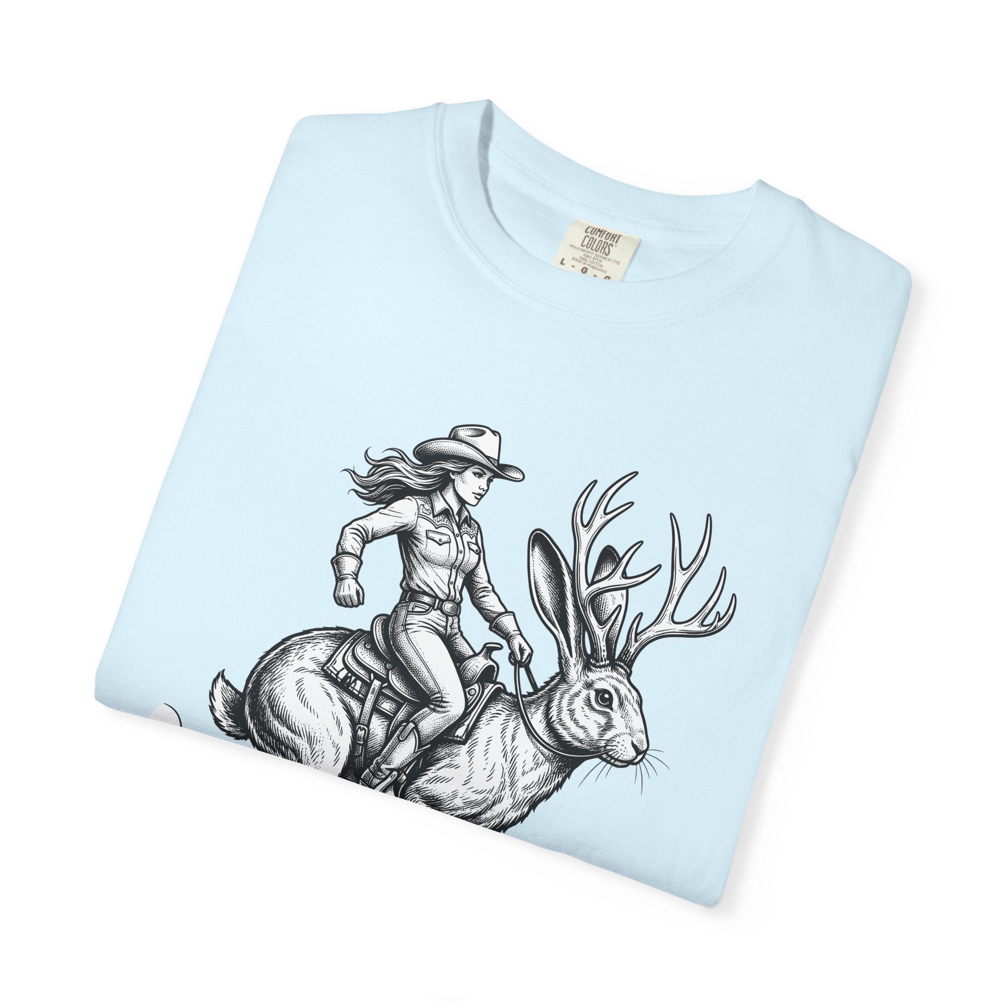 Jackalope Cowgirl Shirt Cowgirl Cowboy Gift Women Sketch Tee Jackalope T-Shirt Rodeo Fan Drawing Graphic Retro Western Hat Tshirt