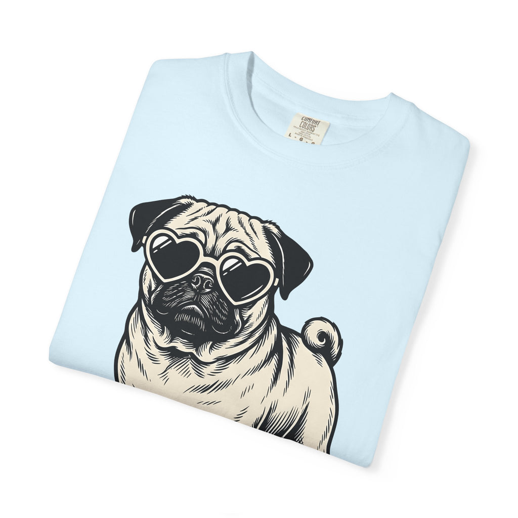 Pug Puppy Shirt Dog Funny Gift Women Traditional Tattoo Tee Pugs T-Shirt Dog Fan Tattooed Tshirt Humor Graphic Retro Heart Glasses Tshirt
