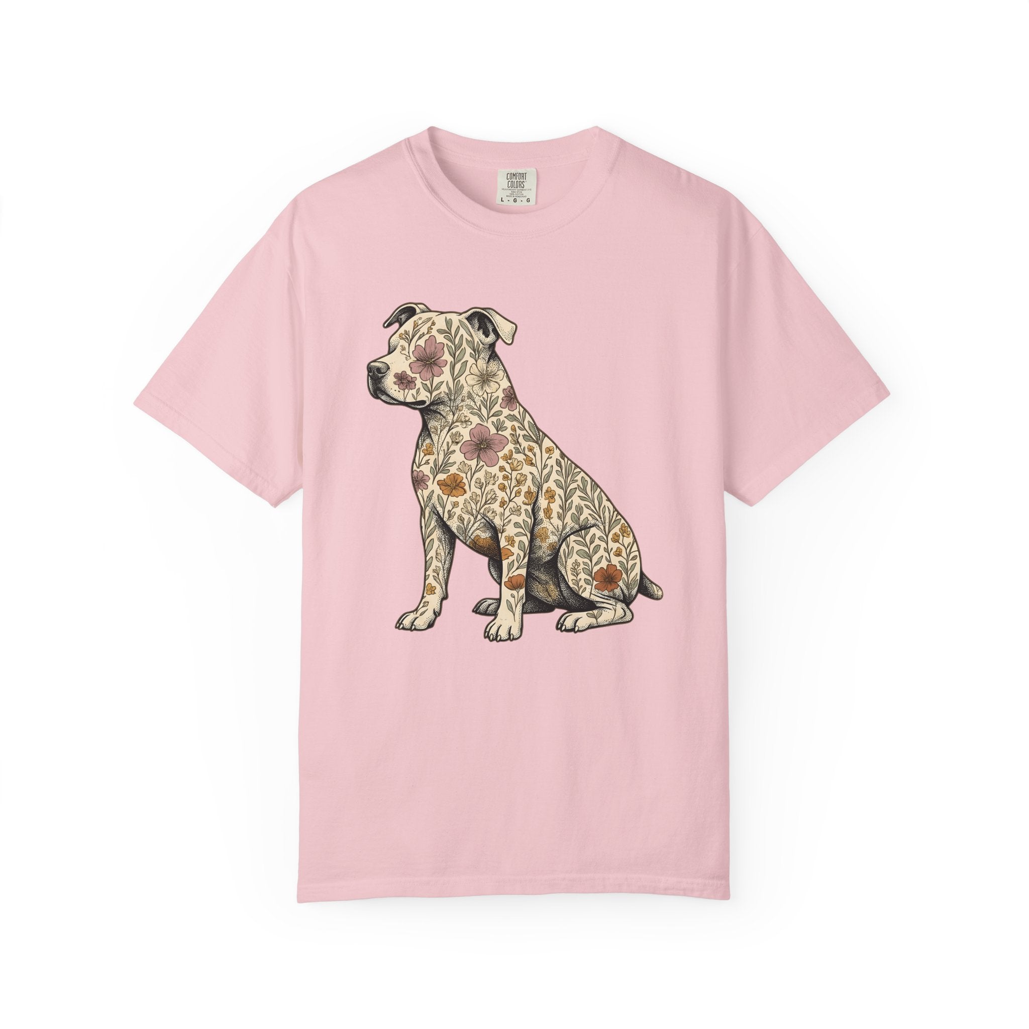 Blossom Dog Shirt Dog Wildlife Gift Women Tribal Tee Puppy T-Shirt Dog Fan Canine Graphic Tshirt Classic Garden Flowers Tshirt
