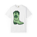 Leather Boot Shirt St Patrick's Day Farm Gift Women Line Art Tee Boot T-Shirt Luck Fan Illustrated Tshirt Ranch Graphic Old School Four Leaf