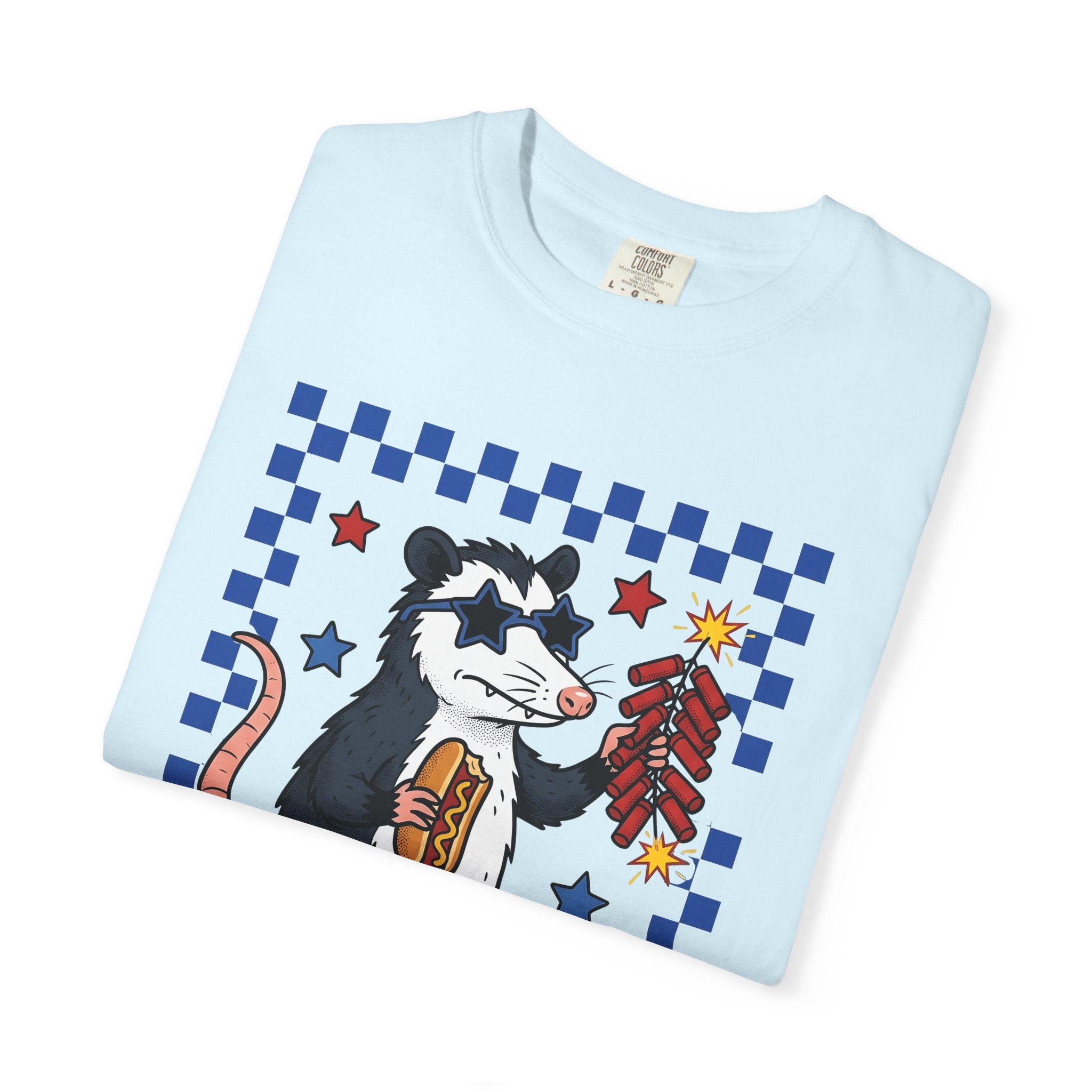 Possum Firework Shirt America 4Th Of July Holiday Gift Women Sketch Tee Fireworks T-Shirt Patriotic Fan Illustrated Tshirt Celebration